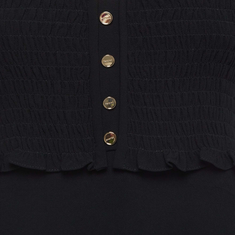 Pre Owned Sandro Black Crepe Ombline Smocked Mini Dress S