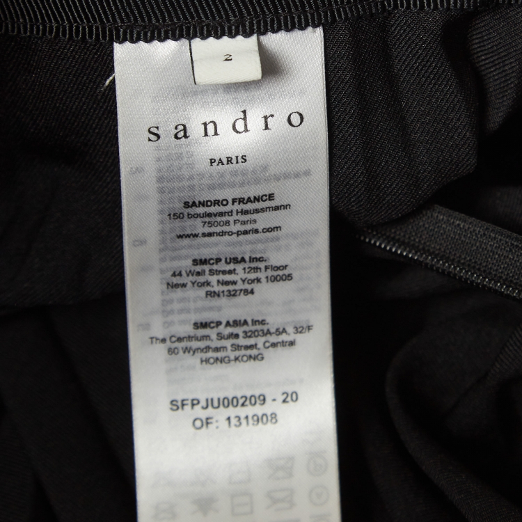 Pre Owned Sandro Black Velvet Pleated Midi Skirt M