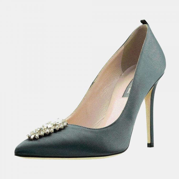 Sarah Jessica Parker 100MM DARK GREY SATIN TEMPEST 40 5 Sarah Jessica   Luxury Women Sarah Jessica Parker New Shoes P846834 002 