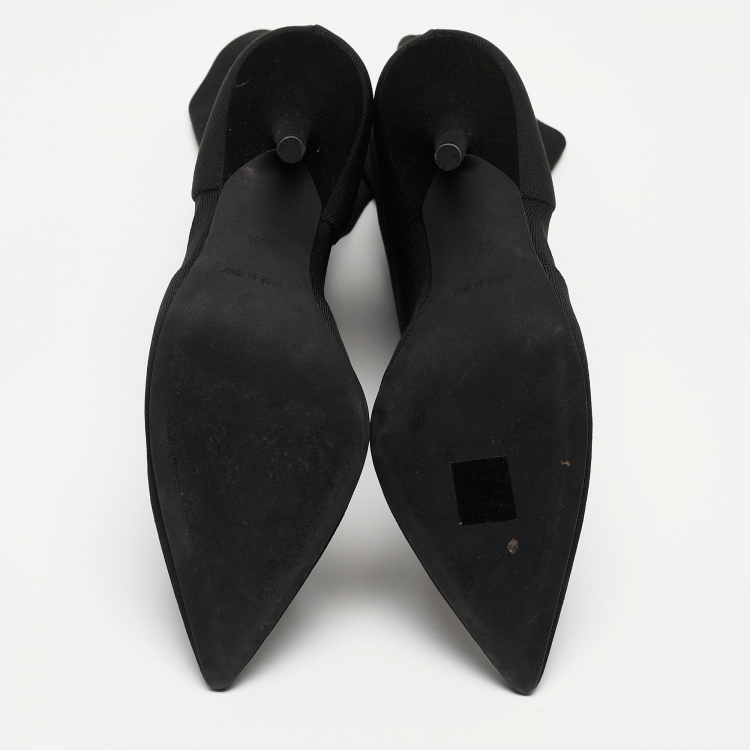 Pre Owned Yeezy Season 6 Black Stretch Fabric Ankle Booties Size 38.5