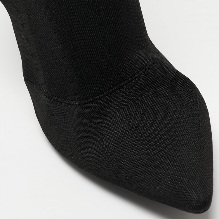 Pre Owned Yeezy Season 6 Black Stretch Fabric Ankle Booties Size 38.5