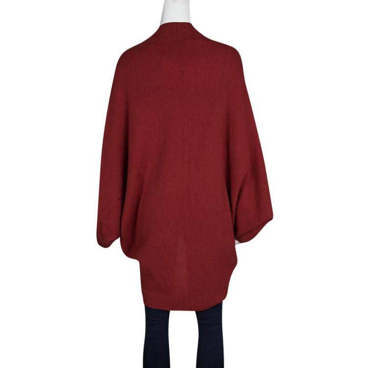 مملوكة مسبقًا See By Chloe Red Wool Rib Trim Oversized Cardigan S