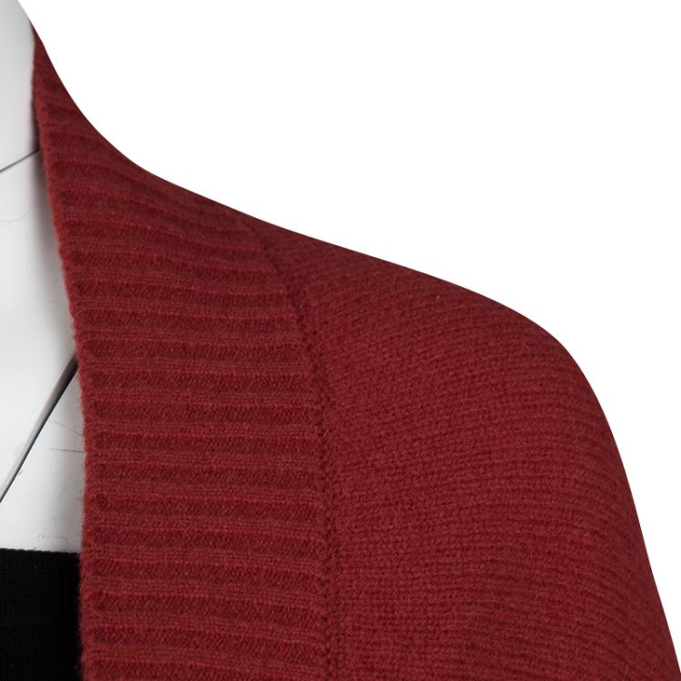 مملوكة مسبقًا See By Chloe Red Wool Rib Trim Oversized Cardigan S