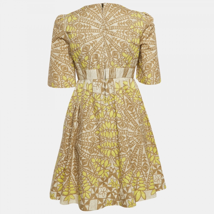 Pre Owned See by Chloe Yellow/Tan Printed Cotton Mini Dress S