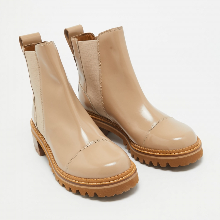 Pre Owned See by Chloe Pink Leather Ankle Boots Size 40