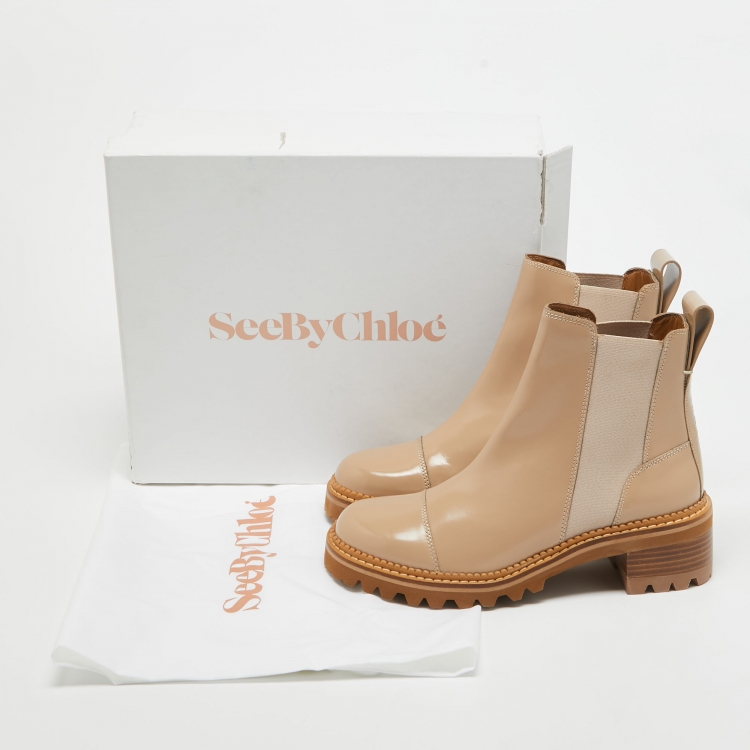 Pre Owned See by Chloe Pink Leather Ankle Boots Size 40