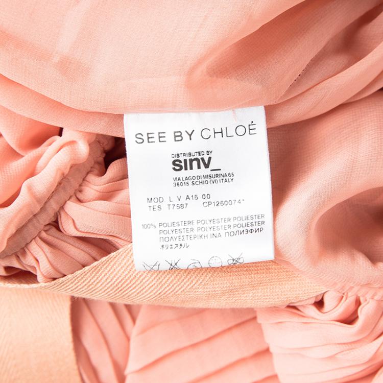 Pre Owned See by Chloe Orange Plisse Chiffon Ruffle Detail Sleeveless Maxi Dress M