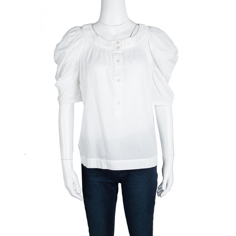 Pre Owned See by Chloé White Cotton Knit Cold Shoulder Top M