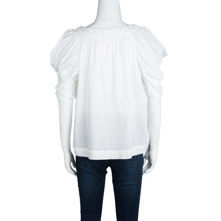 Pre Owned See by Chloé White Cotton Knit Cold Shoulder Top M
