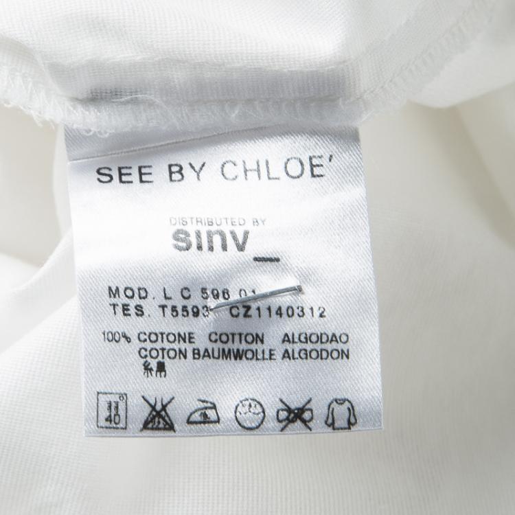 Pre Owned See by Chloé White Cotton Knit Cold Shoulder Top M