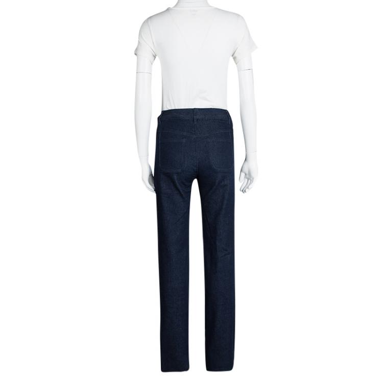 Pre Owned See by Chloe Indigo Dark Wash Denim Embroidered High Waist Boot Cut Jeans S