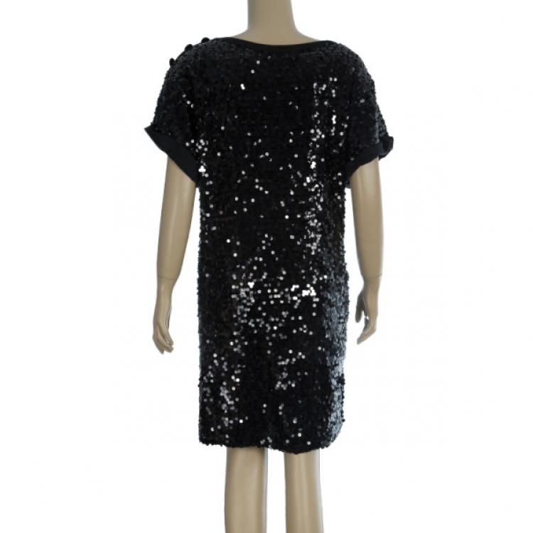 Pre Owned See by Chloe Black Sequin Dress S
