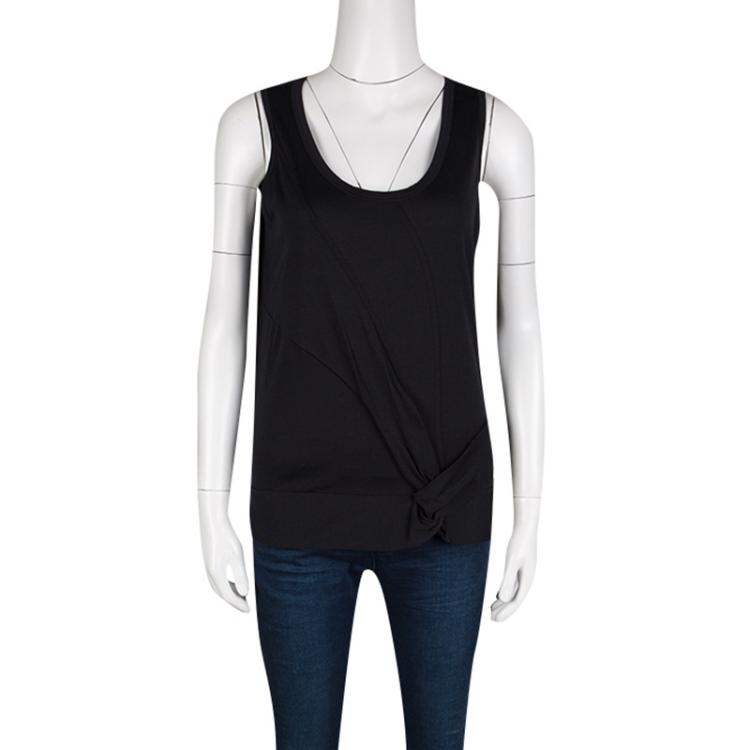 Pre Owned See By Chloe Black Cotton Silk Twist Front Detail Sleeveless Top M