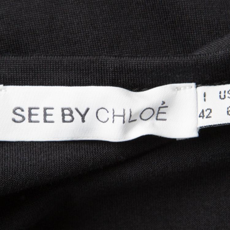 Pre Owned See By Chloe Black Cotton Silk Twist Front Detail Sleeveless Top M
