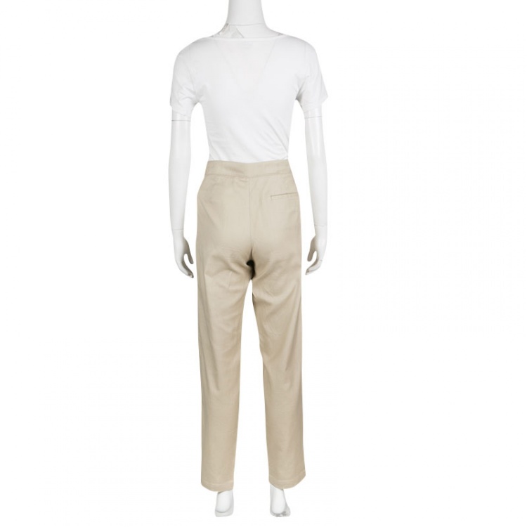Pre Owned See by Chloe Beige Cotton Linen Tapered Pants M
