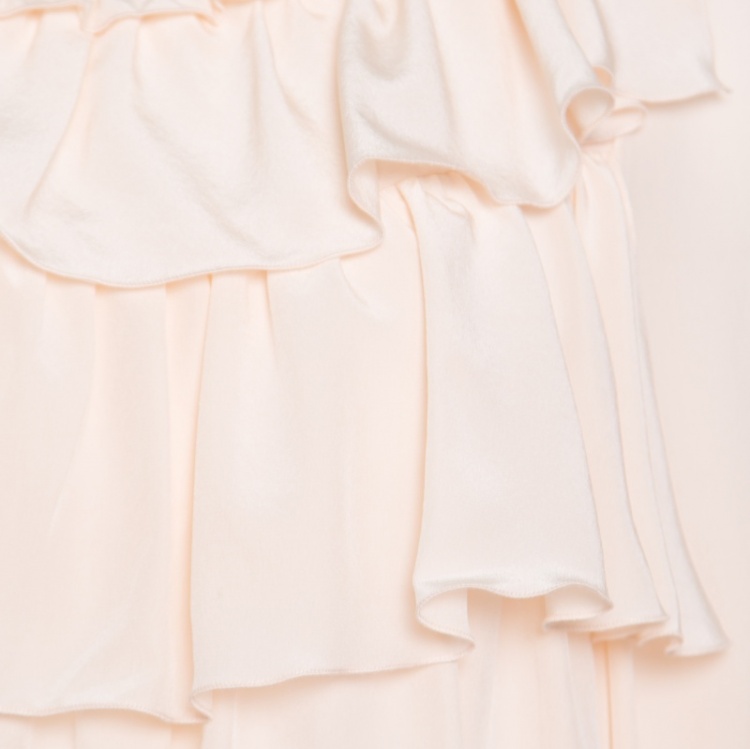 Pre Owned See by Chloe Sheer Pastel Pink Silk Tiered Ruffle Detail Blouse L