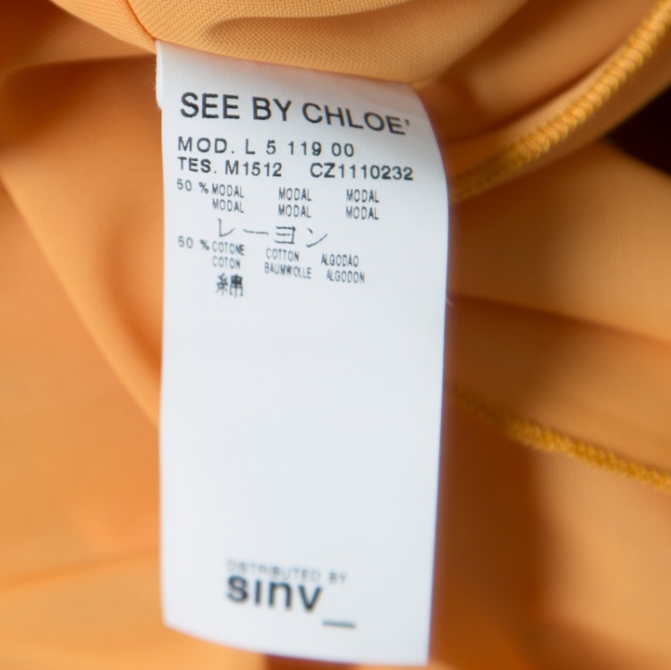 Pre Owned See By Chloe Mustard Yellow Embellished Neck Short Sleeve Dress S