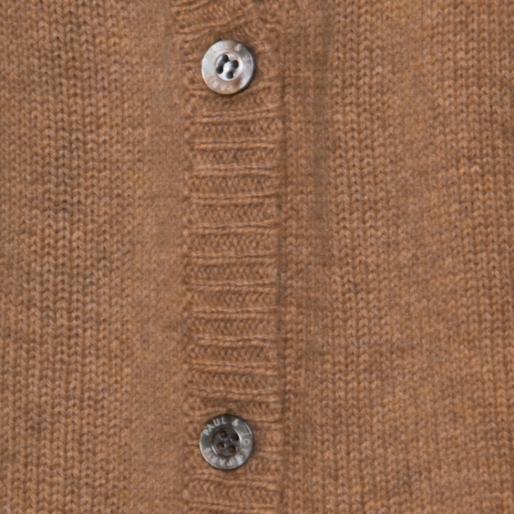Pre Owned Paul and Joe Camel Brown Cashmere Rib Knit Button Front Cardigan S
