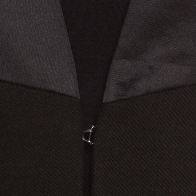 Pre Owned See by Chloe Black Textured Cotton Satin Faux Lapel Collarless Blazer S