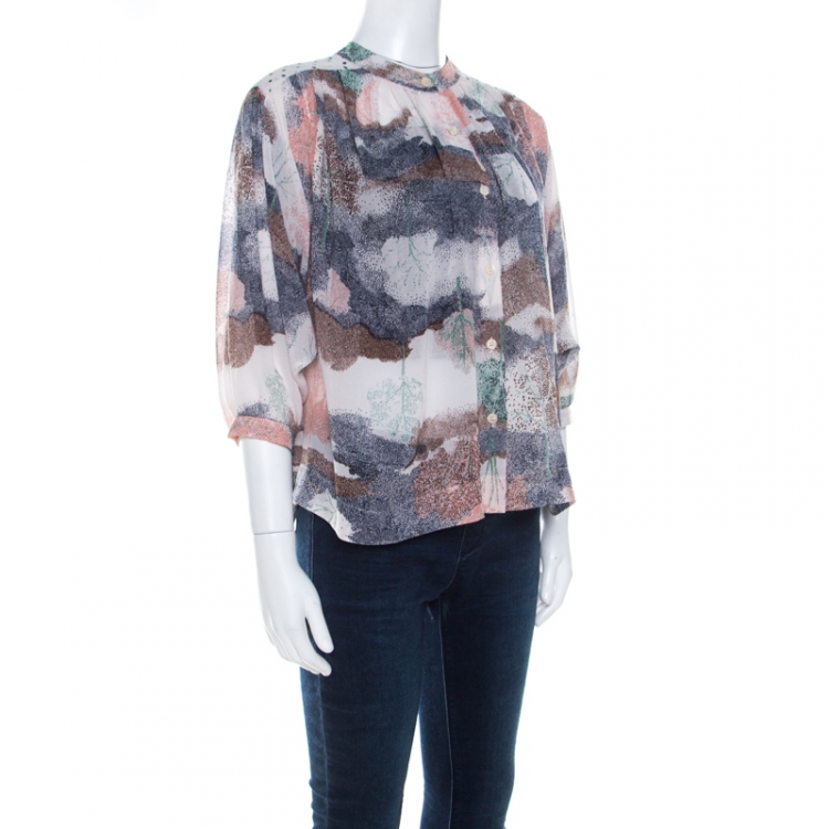 Pre Owned See by Chloe Multicolor Georgette Abstract Print Oversized Blouse M
