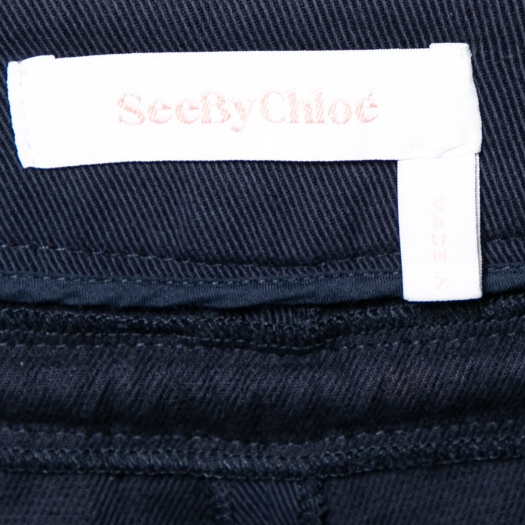 Pre Owned See by Chloe Navy Blue Straight Leg Cargo Pants M
