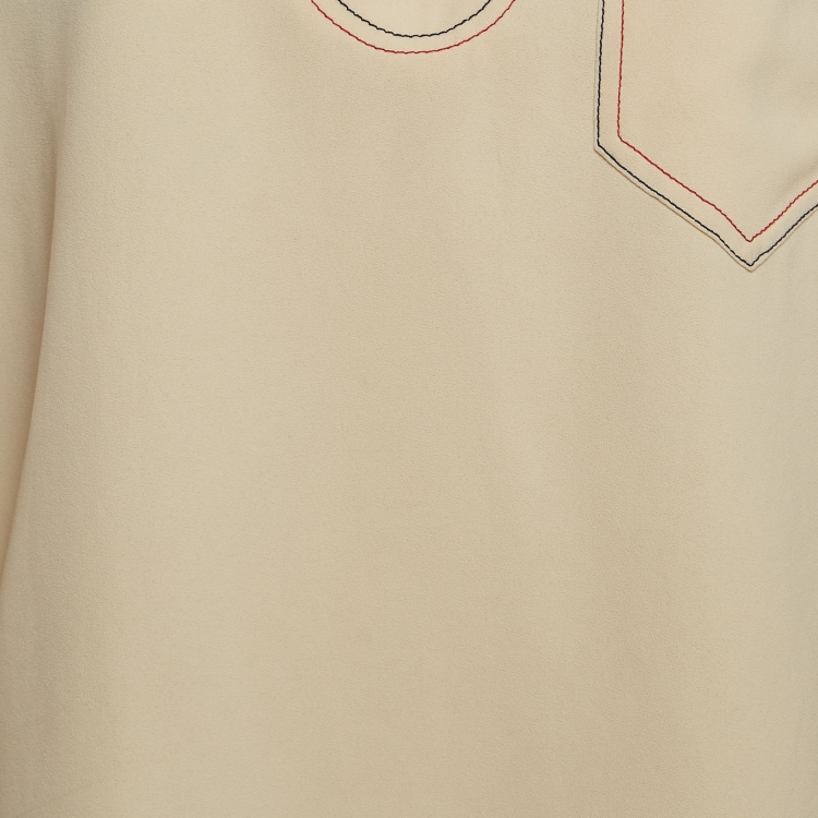 Pre Owned See by Chloe Beige Crepe Contrast Stitch Detail Blouse M
