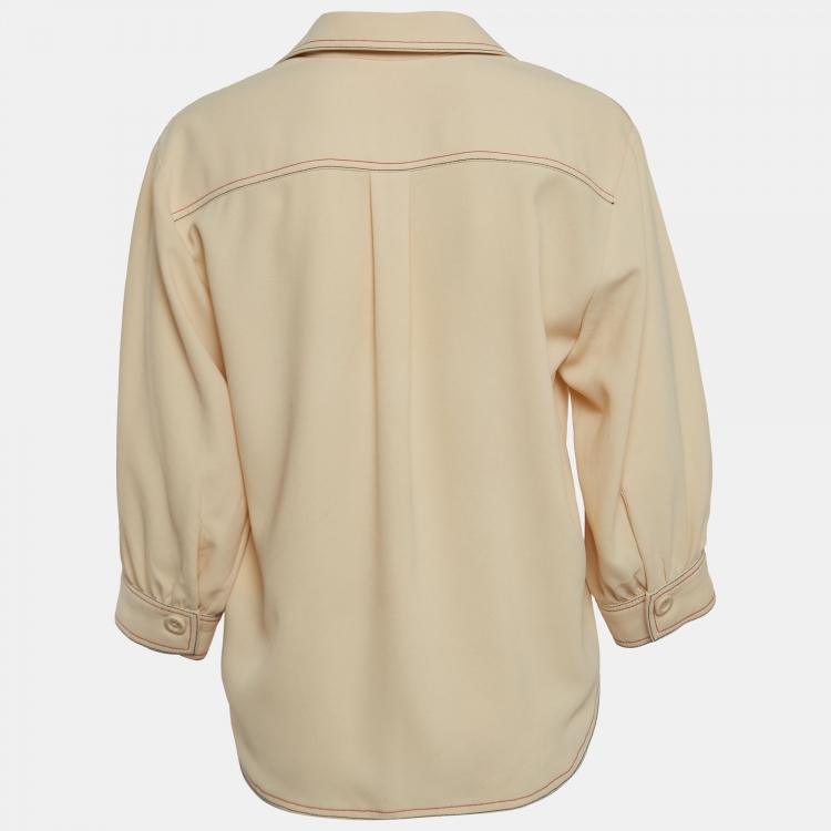 Pre Owned See by Chloe Beige Crepe Contrast Stitch Detail Blouse M