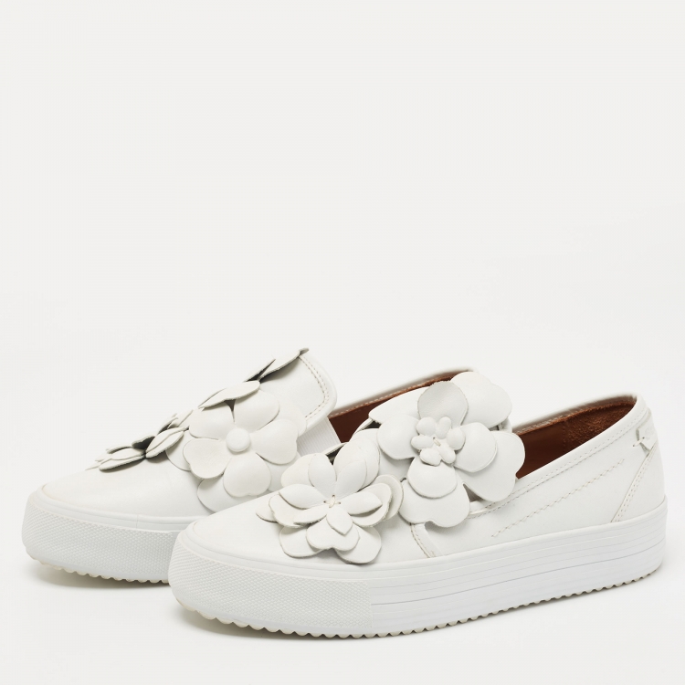 Pre Owned See by Chloe White Leather Low Top Sneakers Size 38