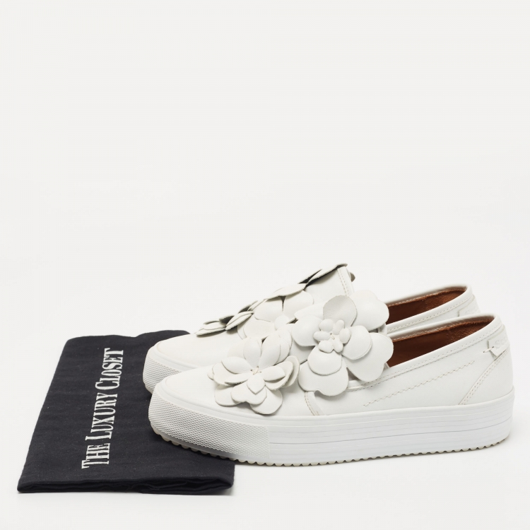 Pre Owned See by Chloe White Leather Low Top Sneakers Size 38