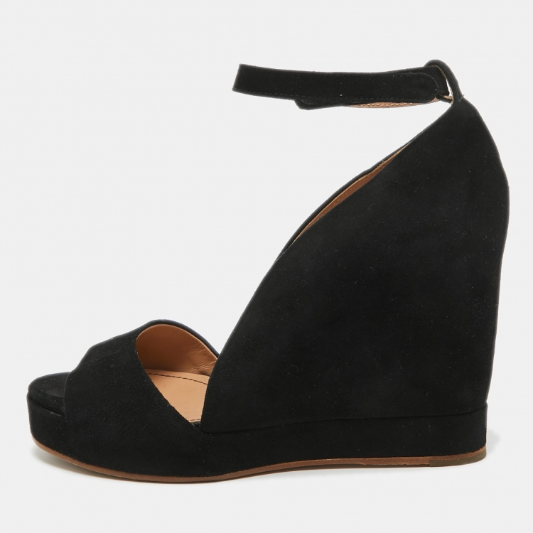 Pre Owned See by Chloé Black Suede Wedge Pumps Size 39