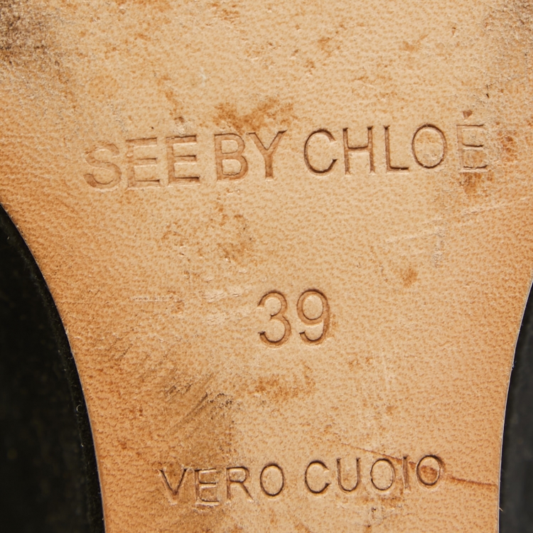 Pre Owned See by Chloé Black Suede Wedge Pumps Size 39