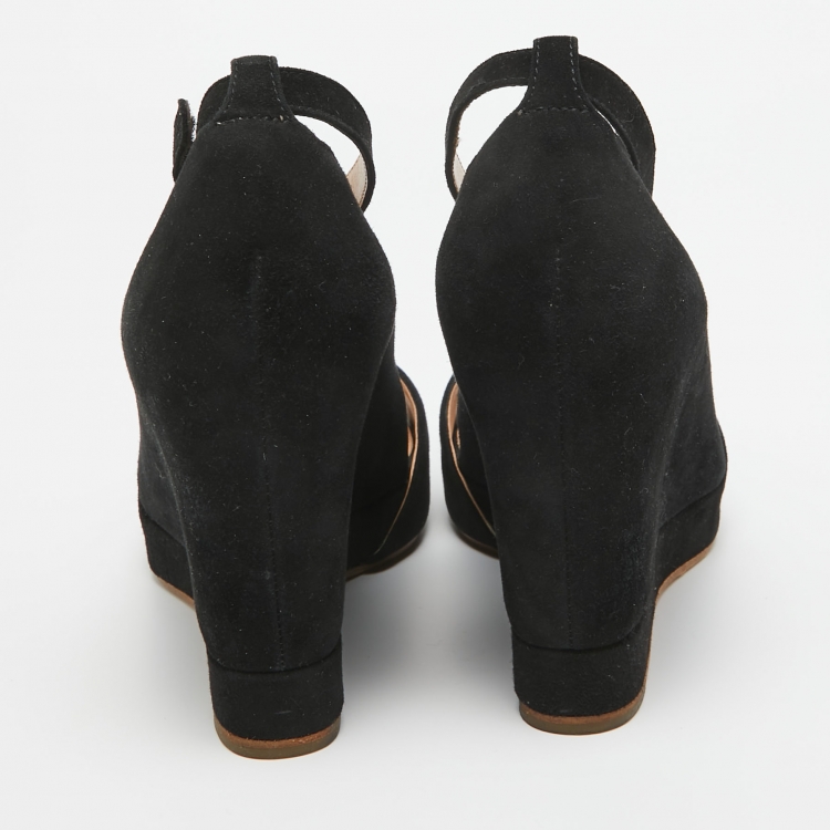 Pre Owned See by Chloé Black Suede Wedge Pumps Size 39