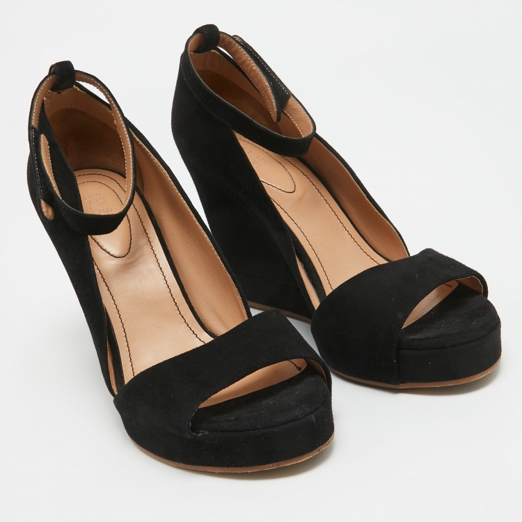 Pre Owned See by Chloé Black Suede Wedge Pumps Size 39