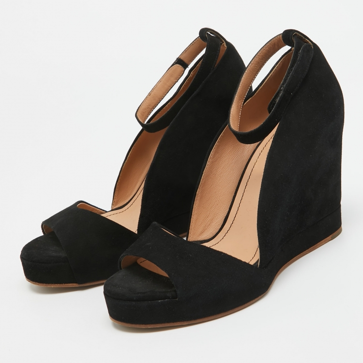Pre Owned See by Chloé Black Suede Wedge Pumps Size 39