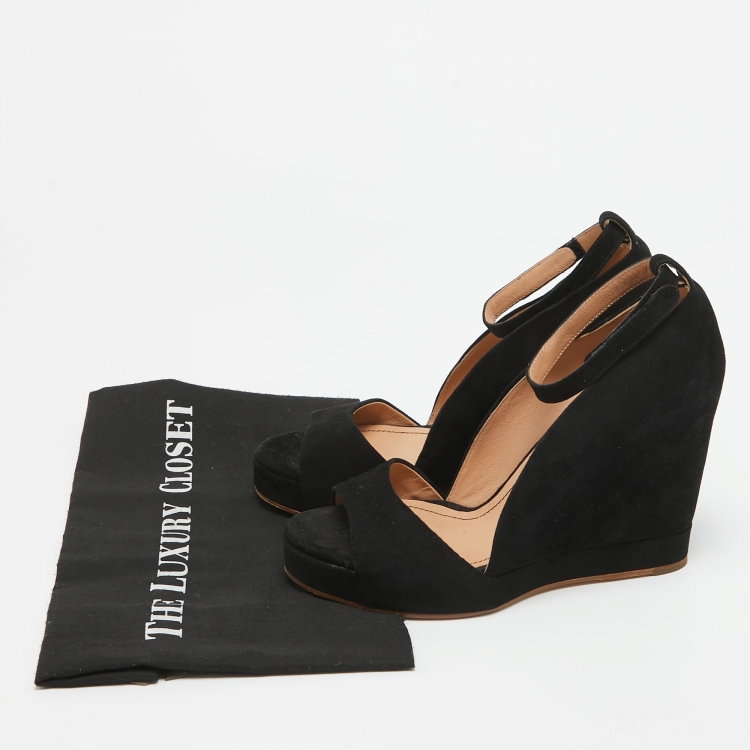 Pre Owned See by Chloé Black Suede Wedge Pumps Size 39