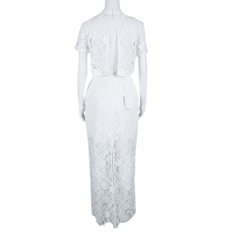 مملوكة مسبقًا Self Portrait White Cape Detail Guipure Lace Marcela Wedding Gown M