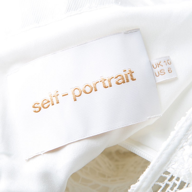 مملوكة مسبقًا Self Portrait White Cape Detail Guipure Lace Marcela Wedding Gown M