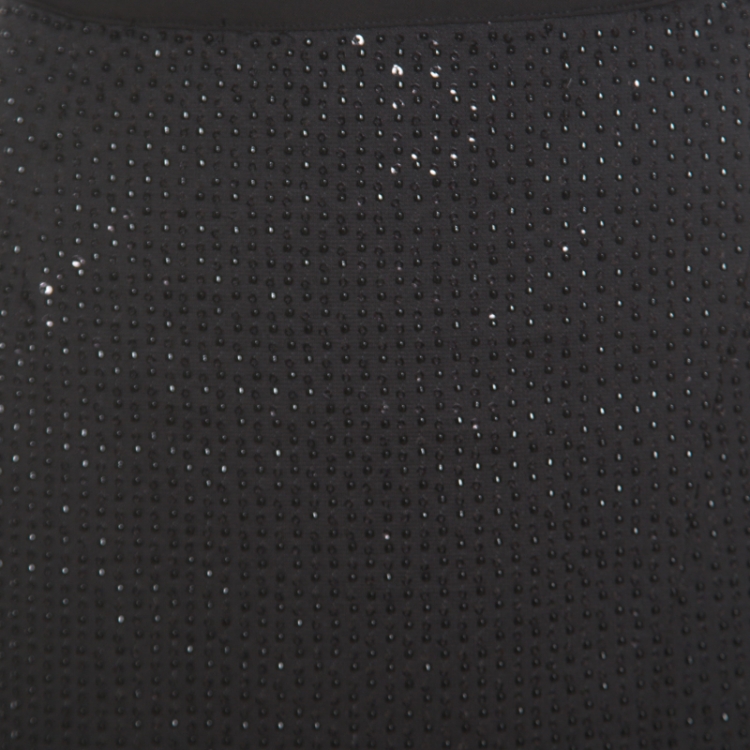 Pre Owned Self Portrait Black Sequined Wrap Front Midi Skirt M