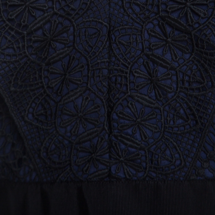 مملوكة مسبقًا Self Portrait Black Guipure Lace Overlay Midi Dress S