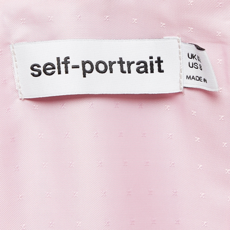 Pre Owned Self-Portrait Pink Boucle Diamante Detail Mini Dress M