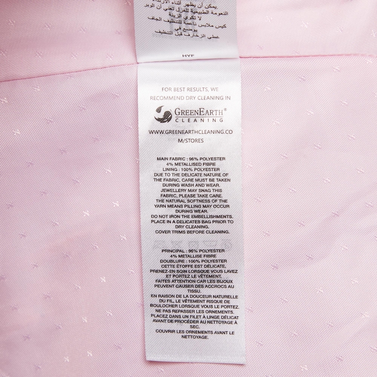 Pre Owned Self-Portrait Pink Boucle Diamante Detail Mini Dress M