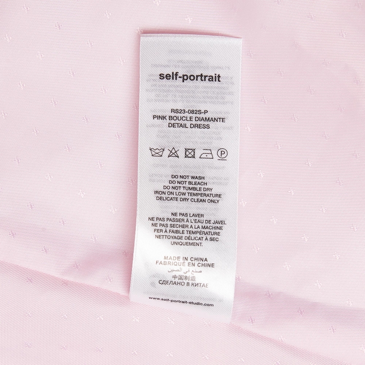 Pre Owned Self-Portrait Pink Boucle Diamante Detail Mini Dress M