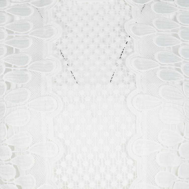 Pre Owned Self Portrait White Sculptured Tear Drop Peplum Dress M
