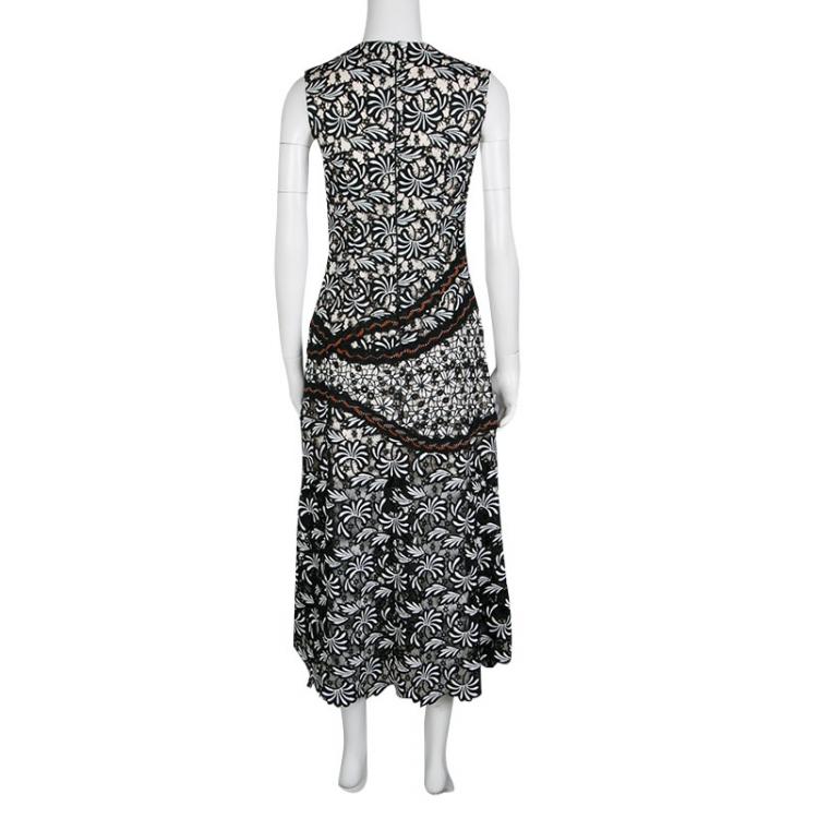 مملوكة مسبقًا Self Portrait Monochrome Mixed Lace Antoinette Sleeveless Midi Dress M