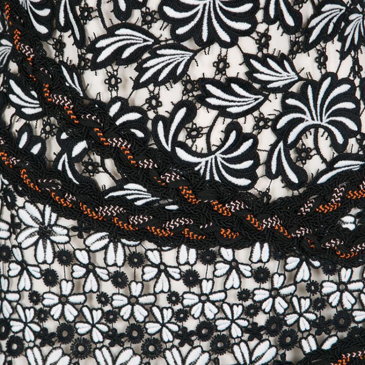 مملوكة مسبقًا Self Portrait Monochrome Mixed Lace Antoinette Sleeveless Midi Dress M