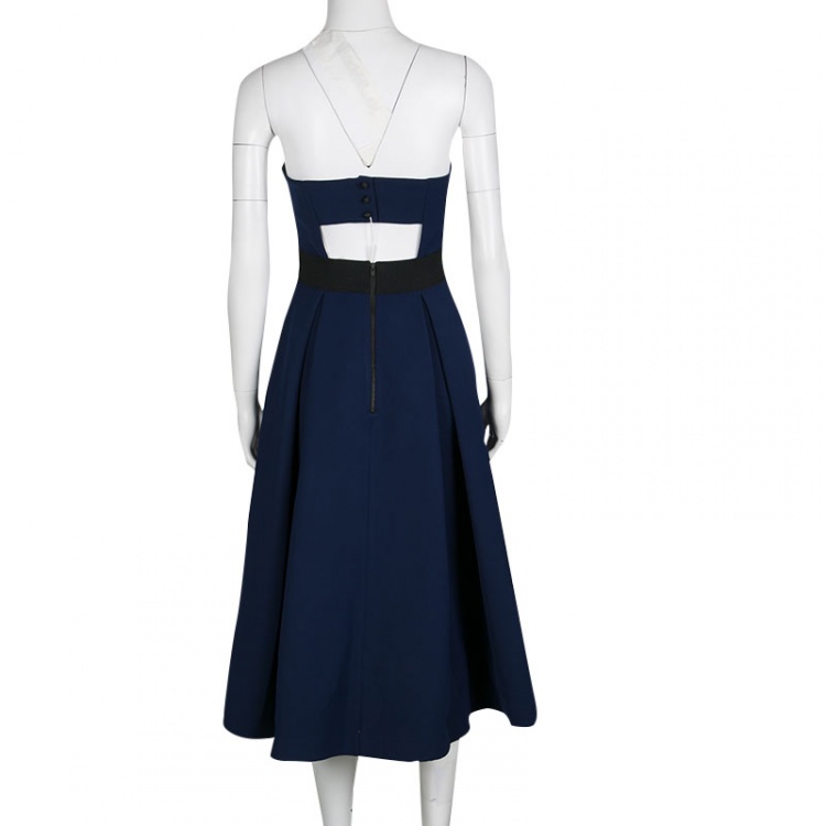 Pre Owned Self Portrait Navy Blue Cutout Detail Strapless Lulu Dress S
