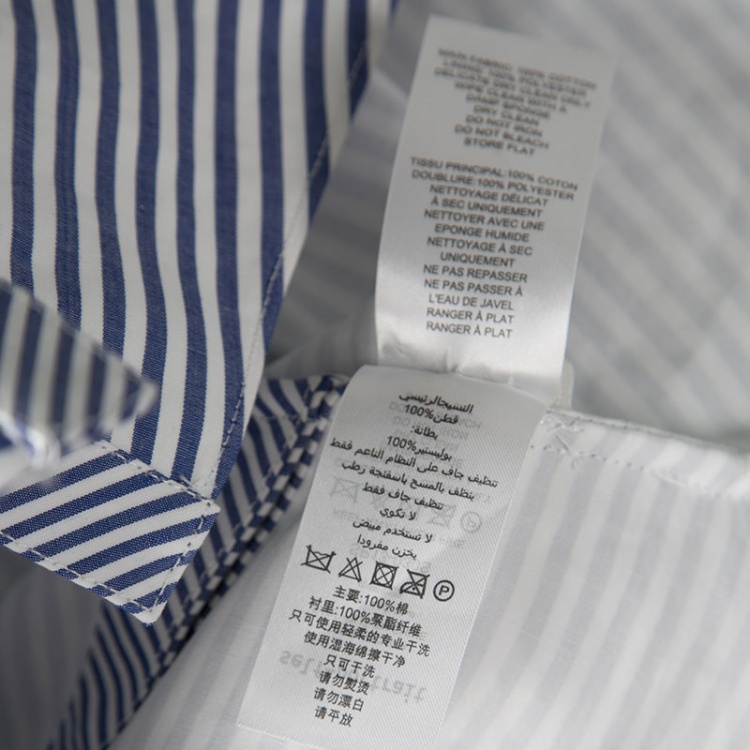 Pre Owned Self Portrait Blue and White Striped Ruffle Detail Off Shoulder Asymmetric Shirt M