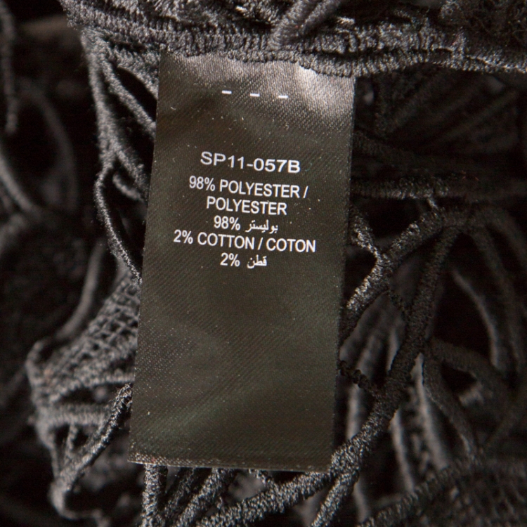 Pre Owned Self Portrait Black Vine Guipure Sheer Lace Blouse M