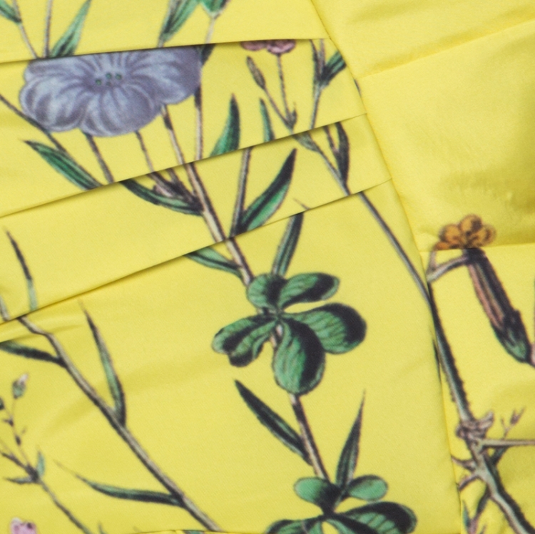 Pre Owned Self-Portrait Yellow Floral Print Crepe Asymmetric Peplum Top S