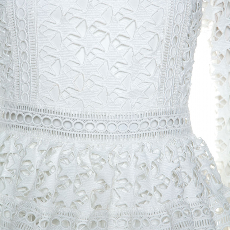 مملوكة مسبقًا Self Portrait White Star Lace High Neck Mini Dress M